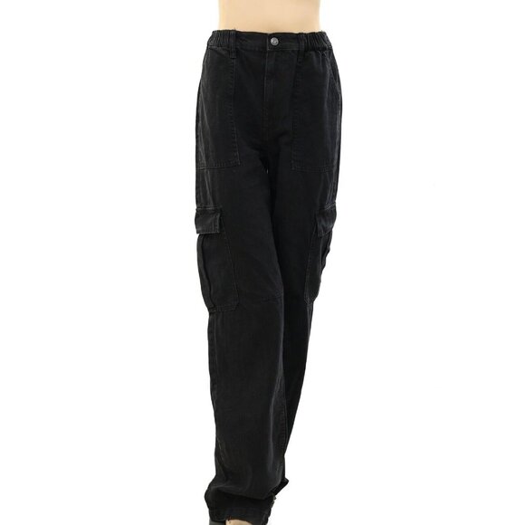 ASOS DESIGN Tall Cargo Jeans Tapered Leg Black Cotton Tall 28/38 NEW 268579